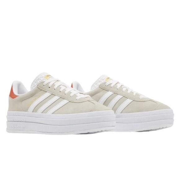 Adidas Women’s Cream/Wonder Beige/Orange Gazelle Bold Platform Shoes/Sneakers - Picture 1 of 12